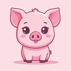 Cute pig standing cartoon vector icon illustration animal nature icon isolated flat vector
