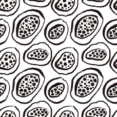 Seamless abstract geometric pattern. Simple background with black, white. Digital brush strokes. Lines, dots, circles. Design for textile fabrics, wrapping paper, background, wallpaper, cover.