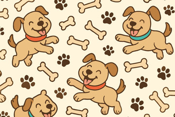 Cute cartoon dogs and bones seamless pattern for pet lovers and children s designs