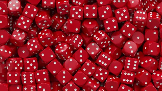 background filled with red and white playing dice - video transition