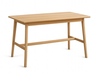 Wooden Scandinavian style table on white background