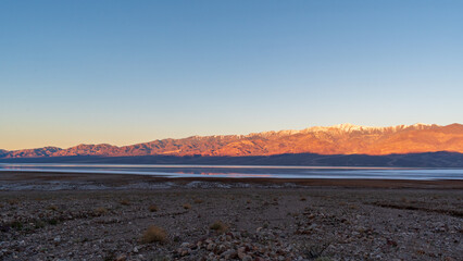 Panamint Mountains Reflected in Shallow Lake Manly, Death Valley National Park