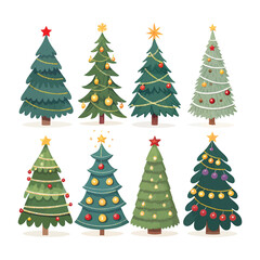 Christmas Tree Decoration Vector Set with Ornaments