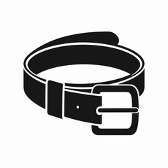 Black and white illustration of a belt with a buckle.
