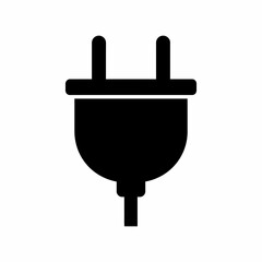 Black and white image of an electrical plug, commonly used for power.