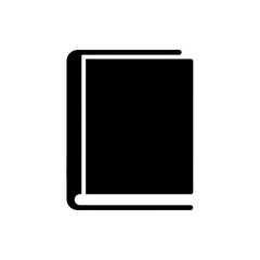 Simple black icon of a book standing upright, representing knowledge, education, and literature on a white background.