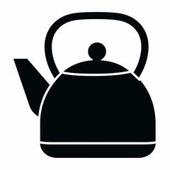 Obraz premium Black silhouette of a kettle with a spout, handle, and a small knob on top.