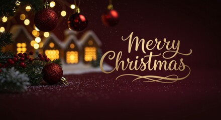 Festive Merry Christmas Background With Ornaments Lights Cozy Winter Holiday Scene Wallpaper