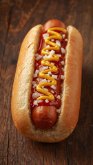 hotdog with sausage and sauce
