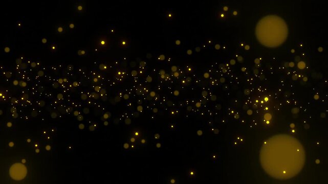 Abstract Golden Glitter Particles Floating - Magical Dust & Bokeh Background Loop
