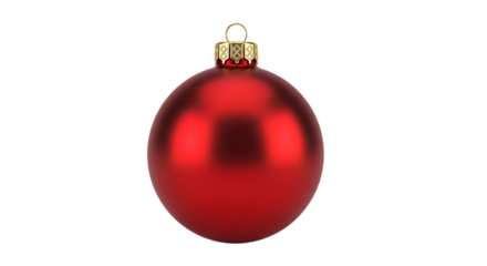 A single, shiny red christmas ornament, isolated on transparent background, symbolizing the joy and simplicity of the holiday season