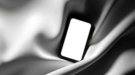 Tech gift abstract, anonymous rectangular device silhouette under fabric, cool rim light, clean gradient, copy-safe left, no logos 