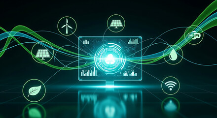 Sustainable technology concept with renewable energy sources and innovation