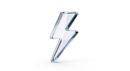 Obraz premium Abstract Clear Crystal Lightning Bolt Icon with Sharp Edges on White Background