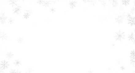A delicate frame of white snowflakes on a transparent background isolated on transparent background, perfect for adding a touch of winter magic to your design
