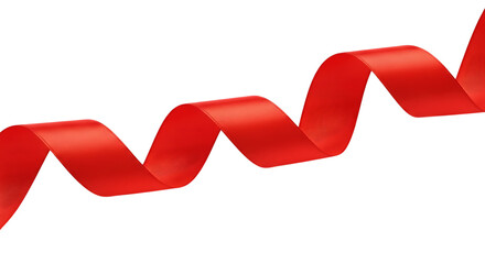 Elegant red ribbon gracefully curling isolated on transparent background, adding a touch of festive charm to any design or creative project