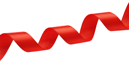 Elegant red ribbon gracefully curling isolated on transparent background, adding a touch of festive charm to any design or creative project