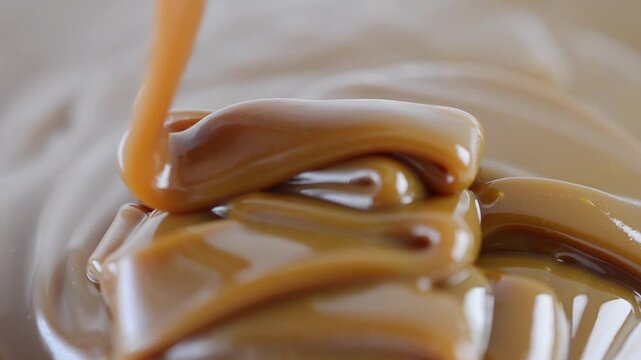 Thick dulce de leche dripping.