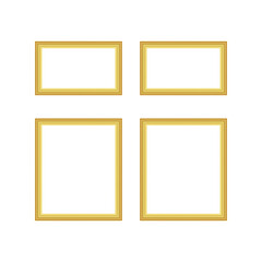 Set of 4 Classic Gold Picture Frames Vector Isolated