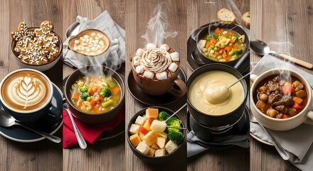 A delicious collage of diverse foods showcasing an array of culinary delights. 