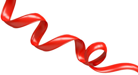 Elegant red ribbon swirling and curving on a transparent background isolated on transparent background, perfect for adding a touch of sophistication to any design