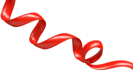 Elegant red ribbon swirling and curving on a transparent background isolated on transparent background, perfect for adding a touch of sophistication to any design
