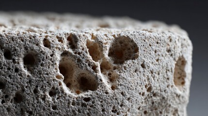 Closeup gray porous rock