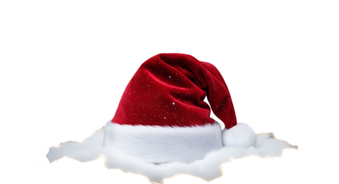 Santa hat isolated on transparent background red and white santa claus hat with a white pompom on a transparent background, perfect for christmas designs - Powered by Adobe