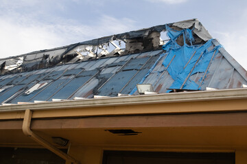 Roof damage left over from a Hurricane