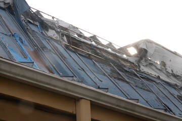 Roof damage left over from a Hurricane