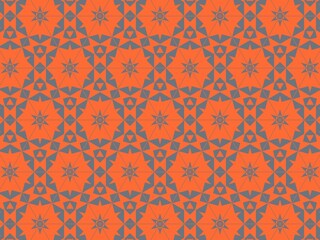 Repeating geometric pattern with orange and gray.