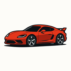Naklejka premium Sleek Red Sports Car Illustration Luxury Vehicle Automotive Design