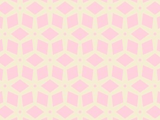 Geometric rhombus-star pattern in pink and cream.