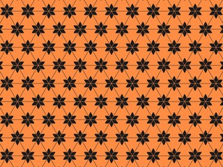 Floral pattern in orange and black.