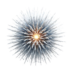 Digital illustration of a bursting, icy, and luminous spherical firework