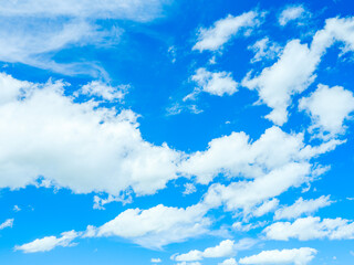 青空に浮かぶ白い雲　爽やかで明るい夏の空の風景