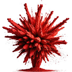 Intense red explosion cloud against black. Powder blast in a dynamic burst