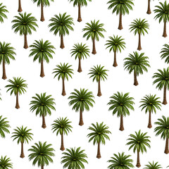 Overhead view of many palm trees on a black background