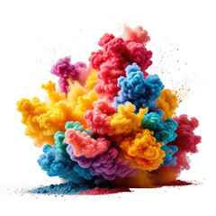 Burst of vibrant colorful powder creating a cloud-like explosion against black background