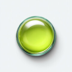 Green glass round button icon on white background