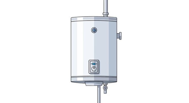 Modern water heater illustration, efficient home appliance for warm water