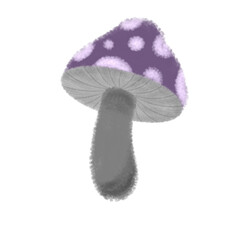 Purple Cap Mushroom Illustration – Fantasy Fungi Vector for Magical Forest, Fairytale Nature, and Botanical Artwork