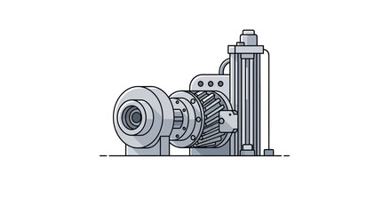 Industrial mechanical equipment isolated on white background with clean lines