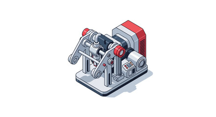 Isometric illustration of an advanced technical machine on white background