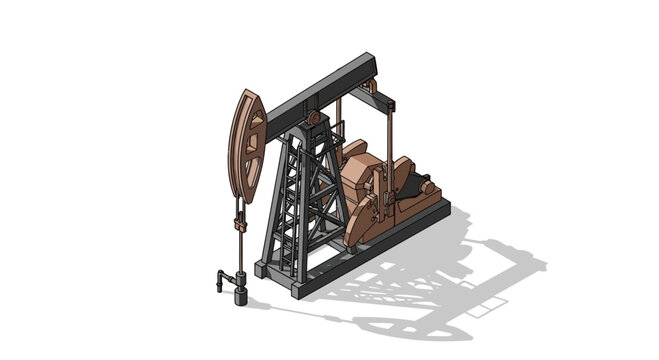 Isometric view of an oil pumpjack, illustrating energy production