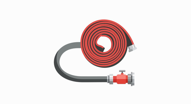 Rolled Fire Hose with Valve on a White Background Representing Safety