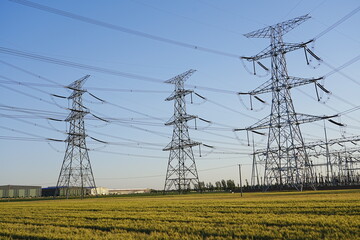 The power supply facilities of contour in the evening