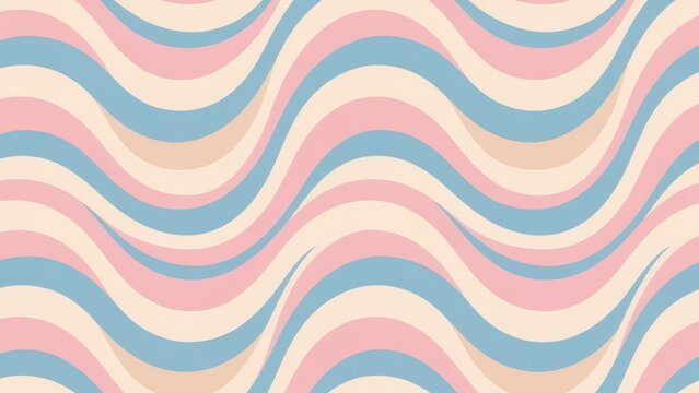 Soft Pastel Groovy Waves in a Seamless Repeatable Pattern for Retro Background Design