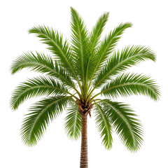 Fototapeta premium Lush, green palm tree against a black background. Tropical vibes
