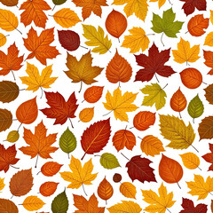Autumn leaves in varied colors and shapes, scattered on black